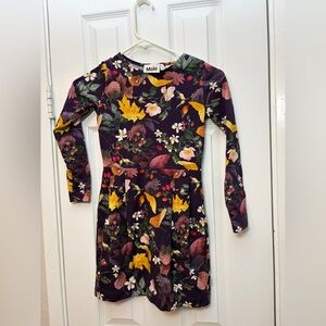 Molo Kids Dress with Floral Print - Purple and Yellow